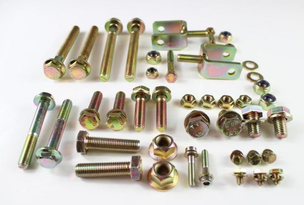 Complete boutenset BMW e36 vooras geel verzinkt, vanaf 09-1992