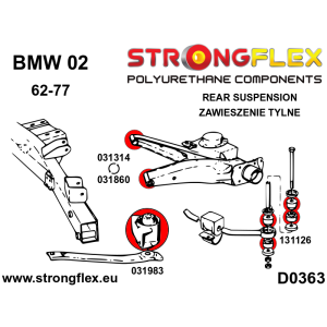 Rubber, strongflex geel, silent bloc voor draagarm achter 90Sha