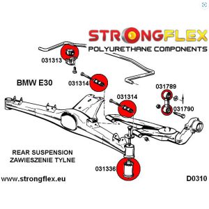 Achterasrubber, silent-bloc achteras BMW e30 Strongflex 80ShA