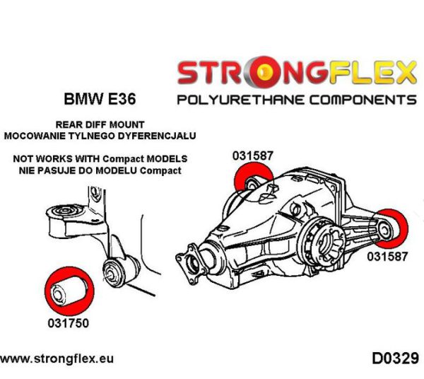 Strongflex e36 differentieel ophang rubber 80ShA voorzijde - Afbeelding 2