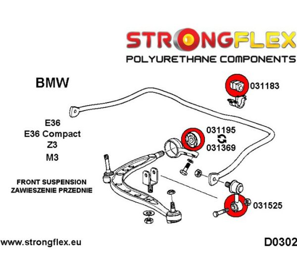 Draagarmrubber, silentbloc vooras Strongflex - Afbeelding 2