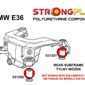 Achterasrubber set, silent-bloc achteras BMW e36 Strongflex 80ShA