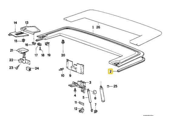 Rubber voor afdekkap BMW e30 cabriolet - Afbeelding 2
