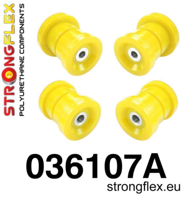 Achterasrubber set, silent-bloc achteras BMW e36 Strongflex Geel 90ShA
