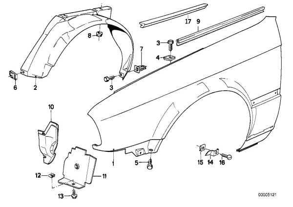 afdekrubber voor op voorscherm BMW e30 - Afbeelding 2