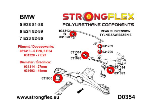 Achterasrubber, silent-bloc achteras Strongflex 80ShA - Afbeelding 2
